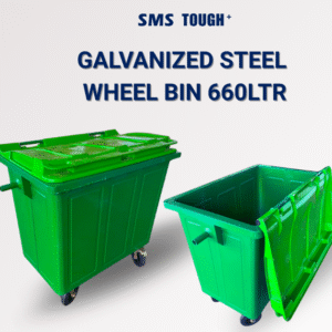 TOUGH⁺  GALVANIZED STEEL WHEEL BIN 660LTR
